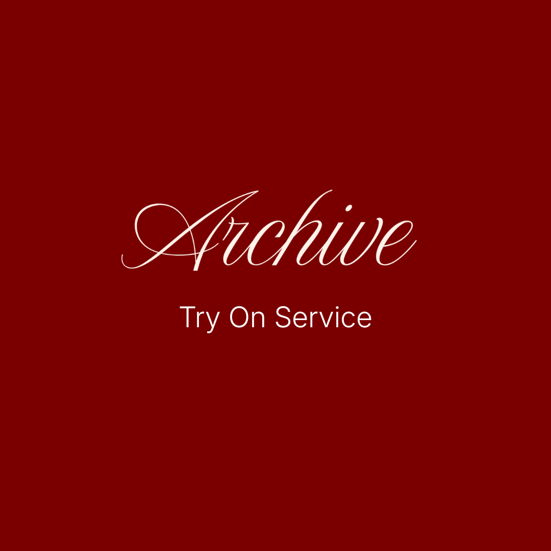 Red background with 'Archive Try On Service' text in white